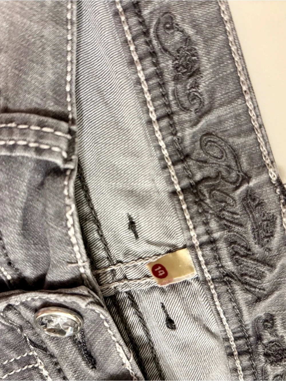 Royalty For Me Gray Boot Cut Jeans with Embellished Back Pocket